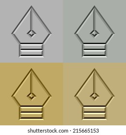 símbolo de nib de pluma tallada de piedra vectorial
