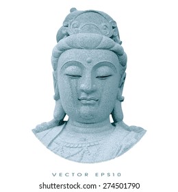 vector - Stone carving of Guanyin.