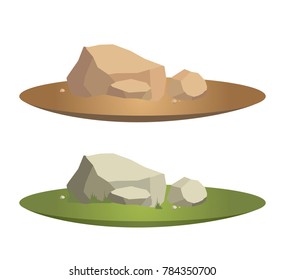 vector stone in the grass illustration