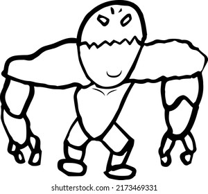 Vector stone monster. A simple drawing of a trashed guard.
