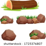 vector stone rocks and logs for decoration