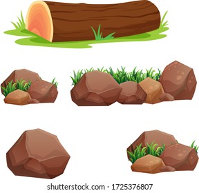 vector stone rocks and logs for decoration