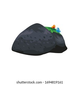 Vector stone with two birds on it with a pleasant and modern white background.