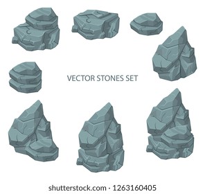 Vector stones concept art set for isometric casual games