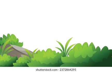 Vector stones with grass isolated on white.