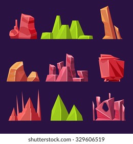 Vector stones and minerals set for games