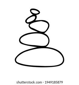 Vector stones that hold the balance in the doodle style. Pyramid stones isolated on a white background.