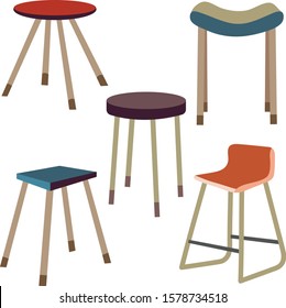 vector stool drawings. Five stool designs in one file.