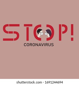Vector . stop coronavirus. people with mask. protect