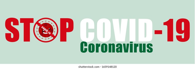 Vector STOP COVID-19 Coronavirus. Nuevo coronavirus (2019-nCoV).  Patógeno respiratorio. Alerta de riesgo pandémico del SARS, células del virus de la gripe flotante. Peligroso virus chino de la corona ncov.