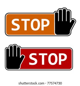 vector stop hand gesture labels