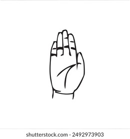 vector stop hand signal line icon