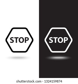 Vector stop icon on black and white background
