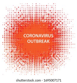Vector Stop Pandemic Novel Coronavirus Sign on Red Halftone Background. COVID-19.