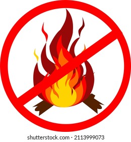 Vector Stop. Restricted areas, Do not enter to do activities Make a fire or cause a fire. on white background.