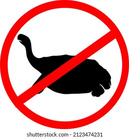 Vector Stop. Restricted Areas, Do Not Enter To Do Activities The Pinta Island Tortoise. On White Background.