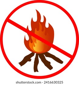 Vector Stop. Restricted areas, Do not enter to do activities Make a fire or cause a fire. on white background.