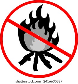 Vector Stop. Restricted areas, Do not enter to do activities Make a fire or cause a fire. on white background.