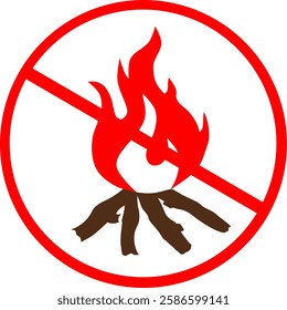 Vector Stop. Restricted areas, Do not enter to do activities Make a fire or cause a fire. on white background.