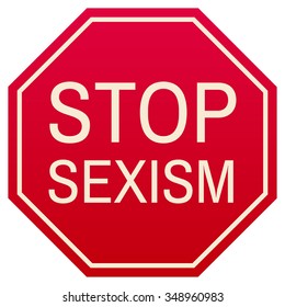 vector stop sexism red symbol, isolated on white background