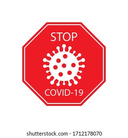 Vektorillustration von Stopp-Sign-Corona-Virus