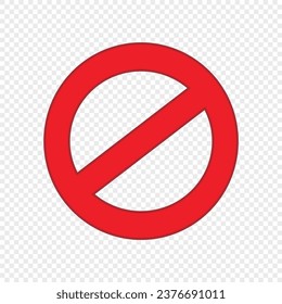vector stop sign icon. No sign, red warning isolated