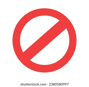 vector stop sign icon. No sign, red warning isolated