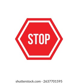 vector stop sign icon. No sign, red warning isolated