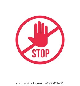 vector stop sign icon. No sign, red warning isolated