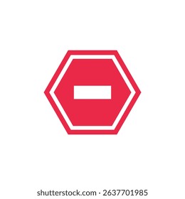 vector stop sign icon. No sign, red warning isolated