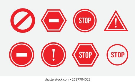 vector stop sign icon. No sign, red warning isolated