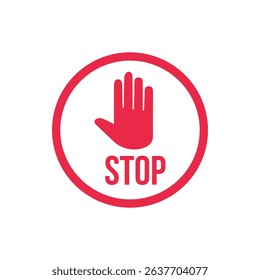 vector stop sign icon. No sign, red warning isolated