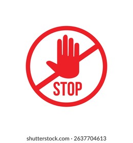 vector stop sign icon. No sign, red warning isolated