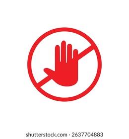 vector stop sign icon. No sign, red warning isolated