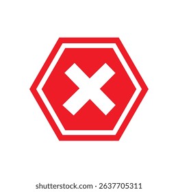 vector stop sign icon. No sign, red warning isolated