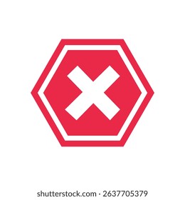 vector stop sign icon. No sign, red warning isolated