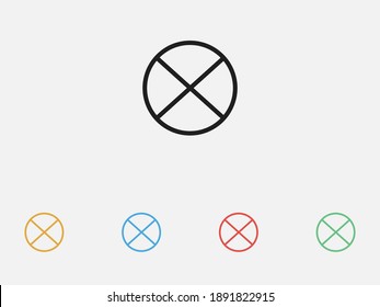 Icono de signo de parada del vector. Rojo, no hay señal de entrada. No hay señal, advertencia roja aislada. Icono de prohibición. Círculo con una barra. Símbolo de prohibición. Cancelar, borrar, embargar, salir, prohibir. Negativo, Sin icono. Firma prohibida