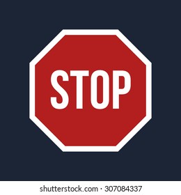 Vector stop sign on black background