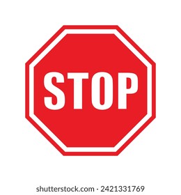 Vector stop sign on white background