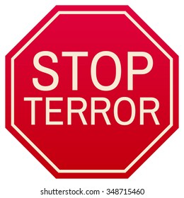 vector stop terror red symbol, isolated on white background