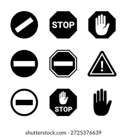 Iconos de parada de Vector y advertencia para proyectos de diseño de seguridad vial

