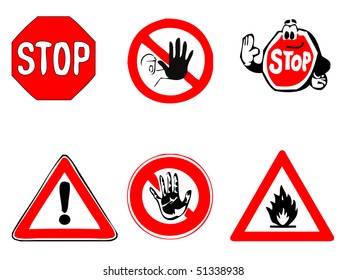 vector - stop and warning sign selection