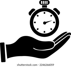 vector stop watch hold in hand icon illustration on white background..eps
