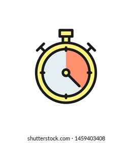 Vector stopwatch flat color icon.