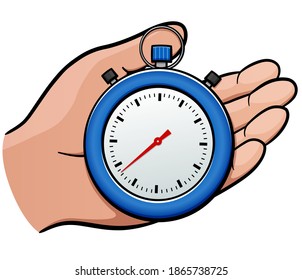 Vector Stopwatch In Hand Cartoon