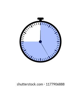Vector Stopwatch Icon, Blue Time Meter, Isolated on White Background Illustration.