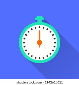 Vector stopwatch icon. Illustration with long shadow for graphic and web design.