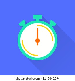 Vector stopwatch icon. Illustration with long shadow for graphic and web design.