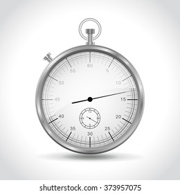 Vector stopwatch icon, realistic watch, isolated on white