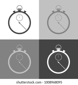 Vector stopwatch icon. Vector stopwatch icon set on white-grey-black color